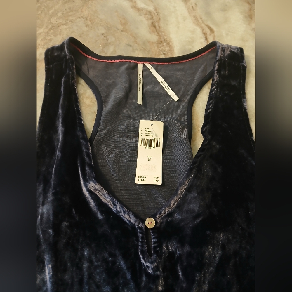 ANTHROPOLOGIE, Sapphire VELVET tank Top.
